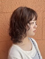 アオゾラヘアーカミノウラ(AOZORA HAIR kaminoura) レイヤーパーマ ラフウェーブ マロンブラウン スタイリング簡単