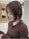 20代30代切りっぱなしボブタッセルボブ顔周りレイヤーベージュ