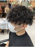 ツイストスパイラルパーマツーブロックメンズマッシュメンズヘア