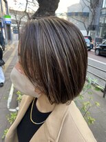 エトラ 渋谷店(etora)&nbsp;丸みボブ　グレージュハイライト