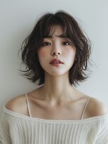 レヴ 草加店(LEV.)&nbsp;美髪 ワイドバングホワイトブロンド 外ハネボブ