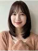 ミディアムレイヤーカット/似合わせカット/小顔/顔周り/20代30代