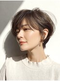 大人ショートレイヤー白髪ぼかし脱白髪染め40代50代60代原宿