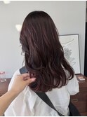 ブリーチなしカラーチェリーレッド春カラー夏カラー暖色カラー