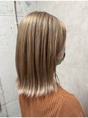 黒髪クラゲヘアーオリーブグレー小顔ココアベージュ