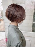 かっこいい前髪なし前下がりショートボブ20代30代髪型梅ヶ丘
