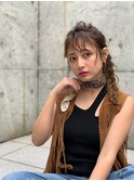 前髪かき上げイメチェンイヤリングカラーラベンダーカラーくびれ