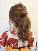 ポニーテールアレンジ 浴衣ヘア ヘアセット 新宿東口 早朝