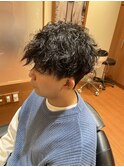 ツイスパ波巻き刈り上げマッシュ/メンズ/バーバー