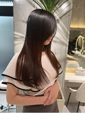 ロンドメリア 天神大名店(Lond Melia) ★くびレイヤーエモージュインナーグレージュ前髪ピンクベージュ