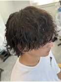 波巻きパーマメンズマッシュウルフツイストスパイラルパーマ