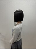 切りっぱなし韓国風ぱっつんボブ