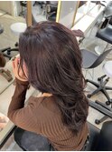 ハイライトミディアムヘア暗めカラーオリーブグレー