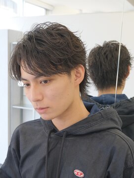ビカムメンズヘアー 栄店(become men's hair) 大人センターパートヘア/メンズパーマ/ウルフカット