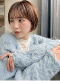 大人フレンチショート丸みレイヤーショート前髪あり A0305