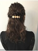 編み込み ハーフアップ
