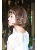 大人可愛い☆透明感カラー小顔フェミニンボブワイドバング