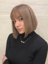 マックス フォー ヘアー(MAX FOR HAIR) 【デザインカラー】綺麗なラインのボブ×ミルクティーベージュ◎