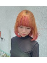 アース 鈴鹿店(HAIR&MAKE EARTH) オレンジベージュ×ピンクデザインカラー