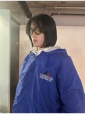 メンズボブウルフメンズミディアムレイヤーカットメンズウルフ