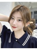 抜け感おくれ毛ポニーテール韓国風顔まわりレイヤー10代20代30代