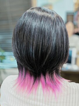 【Anne】黒髪ウルフインナークリアピンク(推し)カラー【LADIES】