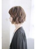 ミニウルフホワイトグレージュデジタルパーマチェリーブラウン01