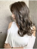 20代30代☆顔周りレイヤーロング/ミルクティーアッシュ/オンブレ