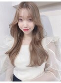 ミルクチョコレート/レイヤーカット/韓国ヘア/やる巻きロング