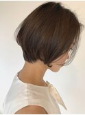 くびれショートボブ グレイカラー白髪染め白髪ぼかし40代50代