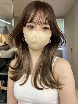 サイン 表参道(SIGN) 美髪エアリーロングピンクブラウン切りっぱなしボブハイライト