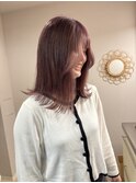 ケアブリーチピンクベージュカラー顔周りレイヤーカット韓国ヘア