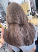 ミルクティーブリーチなしカラーオリーブベージュレイヤーカット