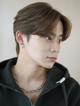 サンクマーケット 渋谷(cinq MARKET) メンズミルクティーベージュコンマヘアアッシュグレージュカラー