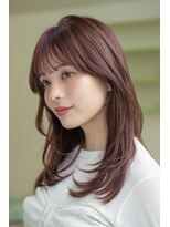 ムク(MUKU)&nbsp;前髪あり　ロングレイヤー　顔周りカット　ベージュカラー