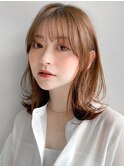 ショコラベージュ ボブルフ  ベビーバング カール くびれヘア