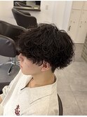 刈り上げマッシュ×波巻きパーマ