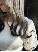 エンドカラー　くすみベージュ×ブラック