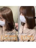 《地毛風シルクストレート》before/after