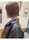 イメチェン外ハネボブ美髪ワイドバングミディアム縮毛矯正ボブ