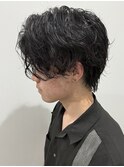 メンズセンターパートパーマ波巻パーマスパイラルパーマ刈り上げ