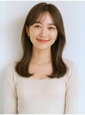 オリーブグレージュ 透明感カラー 韓国くびれヘア 前髪カット