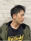 ツーブロ束間ショートアップバング