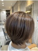 極細白髪ぼかし×シルバーアッシュショートボブ