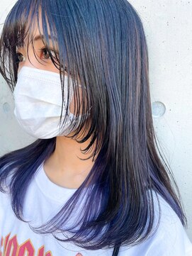 アチーブ ヘア デザイン(achieve hair design) 寒色系ブルー×パープルラベンダー 顔まわりレイヤーミディ