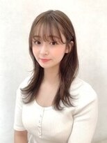 オフィスヘア・外ハネロング ☆ グレーベージュ