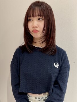 ヨーク(YOKE) 【YOKE】ピンクオレンジブラウン顔まわりレイヤーロングレイヤー