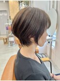 ショートボブ×白髪ぼかしハイライト×髪質改善カラー