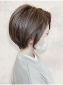 40代50代60代白髪染めハイライトマッシュショート
