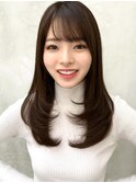 20代30代40代◎前髪パーマ韓国風巻きくすみベージュお団子ヘア